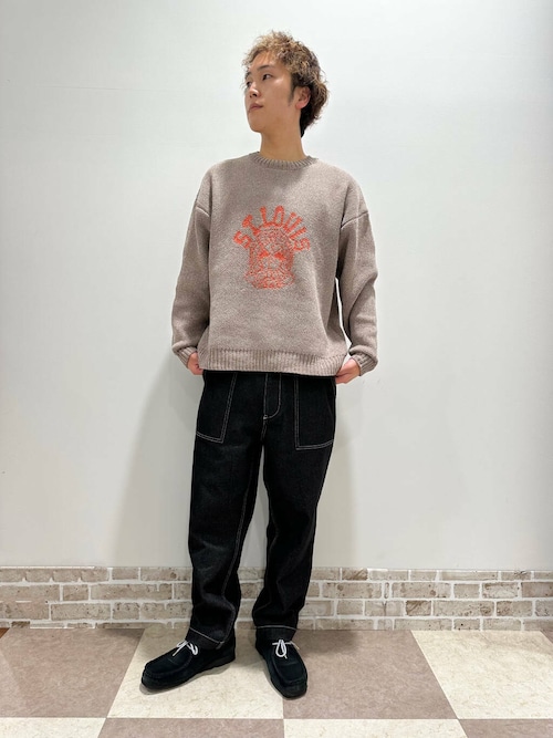 セール】カレッジロゴ モール クルーネック ニット（ニット/セーター