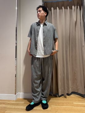 「URBAN RESEARCH Sonny Label（アーバンリサーチサニーレーベル）のミニ千鳥格子コンパクトシャツ（Shirts、ブラック系）」を使った、Wataruさん（メンズ・180cm）の夏コーディネート