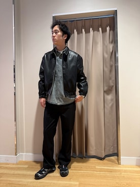 「アイテム（ライダースジャケット）」を使った、Wataruさん（メンズ・181cm）の秋コーディネート