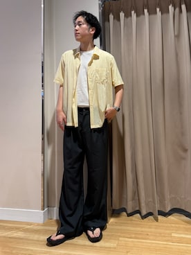 「SENSE OF PLACE by URBAN RESEARCH（センスオブプレイスバイアーバンリサーチ）の『速乾』ドライタッチ2タックワイドパンツ（その他パンツ）」を使った、Wataruさん（メンズ・180cm）の夏コーディネート