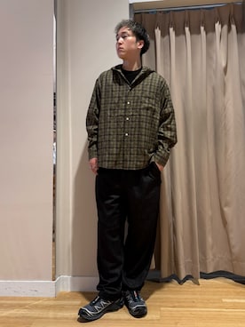 「URBAN RESEARCH Sonny Label（アーバンリサーチサニーレーベル）のチェックフーデッドシャツ（シャツ/ブラウス、グリーン系）」を使った、Wataruさん（メンズ・180cm）の秋コーディネート