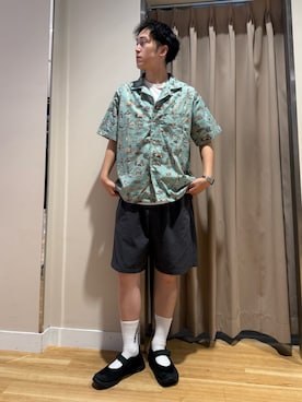 「URBAN RESEARCH Sonny Label（アーバンリサーチサニーレーベル）のHIROCKSHOWコラボアロハシャツ（シャツ/ブラウス、グリーン系）」を使った、Wataruさん（メンズ・180cm）の夏コーディネート