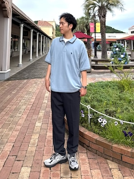 「U.S. POLO ASSN.（ユーエスポロアッスン）のU.S. POLO ASSN　カノコポロシャツ（Polo、ブルー系）」を使った、Wataruさん（メンズ・180cm）の夏コーディネート