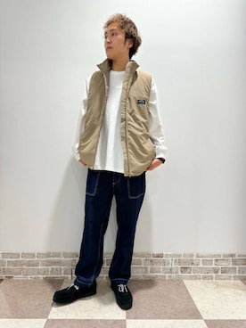 「アイテム（ダウンベスト）」を使った、Wataruさん（メンズ・181cm）の秋コーディネート