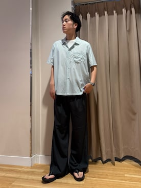 「SENSE OF PLACE by URBAN RESEARCH（センスオブプレイスバイアーバンリサーチ）の『速乾』ドライタッチ2タックワイドパンツ（その他パンツ）」を使った、Wataruさん（メンズ・180cm）の夏コーディネート