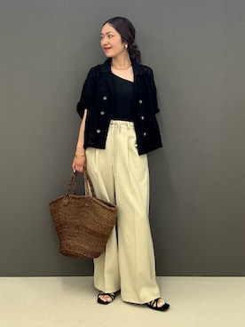 「Aletta vita（アレッタビータ）のアイテム（パンツ、ベージュ系）」を使った、【公式】ファニーカンパニーさん（レディース・161cm）の夏コーディネート