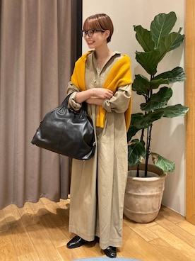 「アイテム（サロペット/オーバーオール、ブラウン系）」を使った、maoさん（レディース・158cm）の秋コーディネート