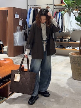 「niko and...（ニコアンド）のホヅホヅルーズジャケット（テーラードジャケット）」を使った、まおぴさん（レディース・164cm）の秋コーディネート