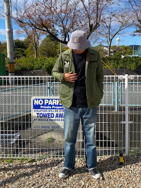 「carhartt」｜「アイテム（ミリタリージャケット）」を使った、nononさん（メンズ・177cm）の秋コーディネート