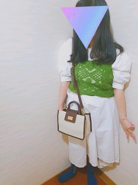 「かぎあみベスト」｜fUMikoさん（レディース・151cm）の秋コーディネート