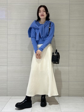 「VIS（ビス）のワンポイント胸刺繍ケーブルカーディガン（カーディガン/ボレロ）」を使った、masumi714さん（レディース・165cm）の冬コーディネート