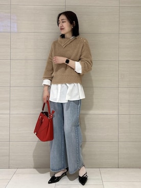 「VIS（ビス）のアシンメトリーフレアーシャツ（シャツ/ブラウス）」を使った、masumi714さん（レディース・165cm）の冬コーディネート