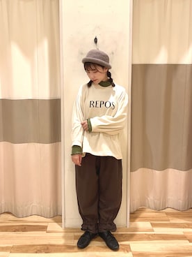 「サマンサ モスモス(Samansa Mos2)」｜「アイテム（スウェット）」を使った、まつしまさん（レディース・152cm）の秋コーディネート