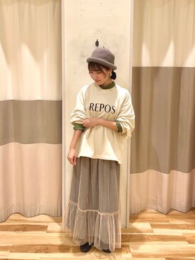 「サマンサ モスモス(Samansa Mos2)」｜「アイテム（スウェット）」を使った、まつしまさん（レディース・152cm）の秋コーディネート