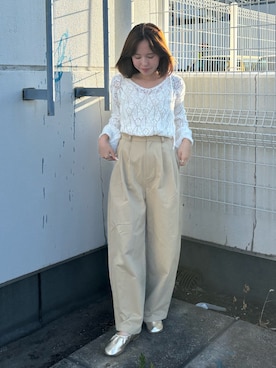 「アイテム（バレエシューズ）」を使った、鈴木未唯さん（レディース・154cm）の夏コーディネート