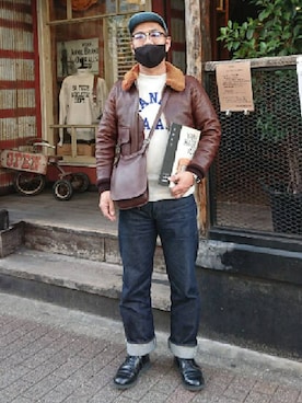 「RRL（ダブル アール エル）のアイテム（帽子）」を使った、ａｌｏｈａさん（メンズ・170cm）の冬コーディネート