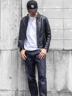 「春服デビュー宣言」｜「アイテム（ライダースジャケット）」を使った、zep1さん（メンズ・164cm）の春コーディネート