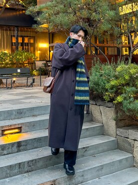 「冬」｜「アイテム（トレンチコート）」を使った、藤井健さん（メンズ・183cm）の冬コーディネート
