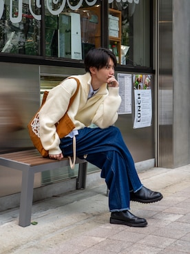 「アイテム（ブーツ）」を使った、藤井健さん（メンズ・183cm）の冬コーディネート