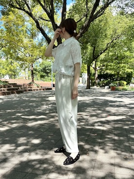 「刺繍」｜靴屋の人さん（レディース・163cm）の夏コーディネート