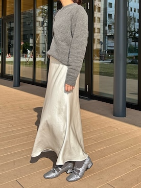 「シルバーパンプス」｜靴屋の人さん（レディース・158cm）の冬コーディネート