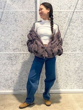 「長袖Tシャツ」｜「アイテム（ジャケット/アウター）」を使った、MTさん（レディース・155cm）の秋コーディネート