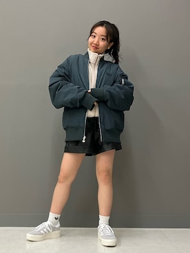 「adidas（アディダス）のアイテム（ナイロンジャケット）」を使った、MAさん（レディース・148cm）の秋コーディネート