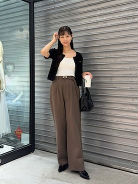 「ブラウンコーデ」｜「アイテム（カーディガン/ボレロ）」を使った、dennn_lemageさん（レディース・163cm）の夏コーディネート