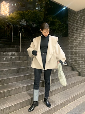 「スキニー」｜「アイテム（その他アウター）」を使った、dennn_lemageさん（レディース・163cm）の秋コーディネート