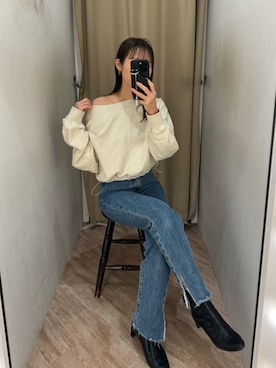 「CAPRICIEUX LE'MAGE（カプリシューレマージュ）のストレッチショートブーツ（ブーツ）」を使った、dennn_lemageさん（レディース・163cm）の冬コーディネート