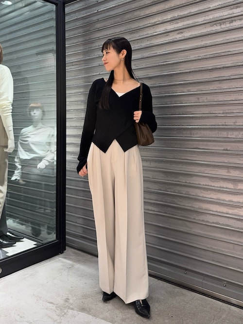 新色/ライトベージュ・グレー】クロスVネックニット（ニット/セーター