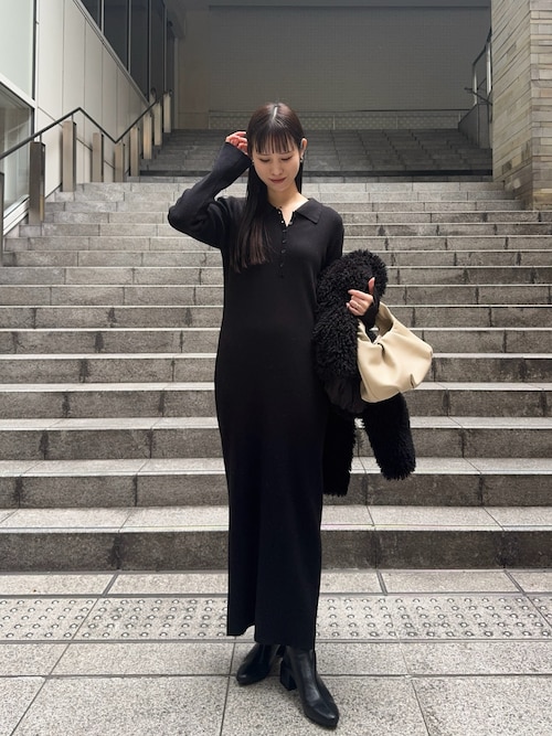 セール】【低身長サイズあり】襟ニットワンピース（ワンピース
