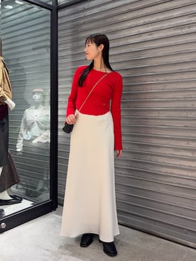 「CAPRICIEUX LE'MAGE（カプリシューレマージュ）の裾ラウンドリブニット（ニット/セーター、レッド系）」を使った、dennn_lemageさん（レディース・163cm）の秋コーディネート
