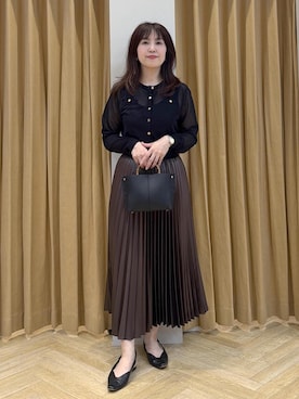 「ROPE'（ロペ）の【E'POR】BAMBOO BAG Mini/超軽量・26SS（ハンドバッグ、ブラック系）」を使った、yayoiさん（レディース・160cm）の春コーディネート