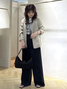 「アイテム（ノーカラージャケット）」を使った、yayoiさん（レディース・160cm）の秋コーディネート
