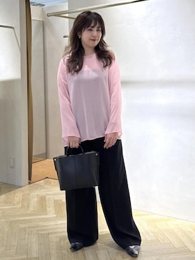 「ROPE'（ロペ）の【洗える・カセット服】ライトトリアセイージーワイドパンツ/お仕事・通勤・セットアップ対応（その他パンツ）」を使った、yayoiさん（レディース・160cm）の秋コーディネート