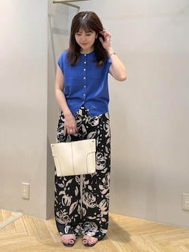 「ROPE'（ロペ）のAmelia Sandal （アメリア サンダル）【メディア掲載】（サンダル、ブラック系）」を使った、yayoiさん（レディース・160cm）の夏コーディネート