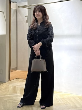 「ROPE'（ロペ）の【洗える・カセット服】ライトトリアセイージーワイドパンツ/お仕事・通勤・セットアップ対応（その他パンツ）」を使った、yayoiさん（レディース・160cm）の秋コーディネート