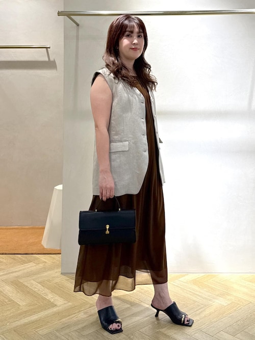 セール】尾州リネンオーバーロングジレ（ベスト）｜ROPE'（ロペ