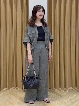 「ROPE'（ロペ）のAmelia Sandal （アメリア サンダル）【メディア掲載】（サンダル、ブラック系）」を使った、yayoiさん（レディース・160cm）の春コーディネート