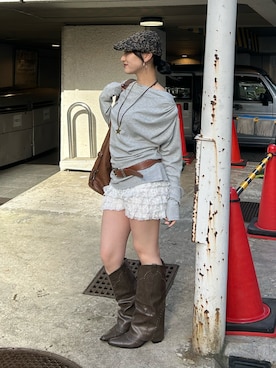 「WHO'S WHO gallery（フーズフーギャラリー）のレースショートパンツ（その他パンツ、ブラック系）」を使った、171miyuさん（レディース・153cm）の春コーディネート
