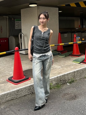 「WHO'S WHO gallery（フーズフーギャラリー）のアイテム（デニムパンツ）」を使った、171miyuさん（レディース・153cm）の春コーディネート
