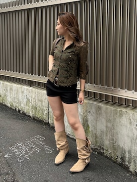 「WHO'S WHO gallery（フーズフーギャラリー）のアイテム（ブーツ）」を使った、171miyuさん（レディース・153cm）の夏コーディネート