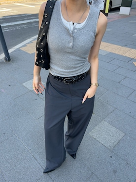 「アイテム（スラックス）」を使った、171miyuさん（レディース・153cm）の夏コーディネート