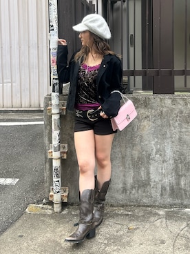 「WHO'S WHO gallery（フーズフーギャラリー）のアイテム（キャミソール、パープル系）」を使った、171miyuさん（レディース・153cm）の秋コーディネート