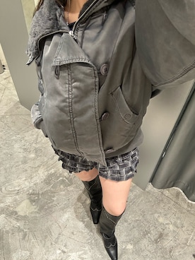 「アイテム（ミリタリージャケット）」を使った、171miyuさん（レディース・153cm）の秋コーディネート