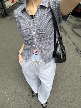「アイテム（スウェットパンツ）」を使った、171miyuさん（レディース・153cm）の夏コーディネート
