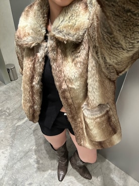 「ファーコート」｜「アイテム（ジャケット/アウター）」を使った、171miyuさん（レディース・153cm）の秋コーディネート