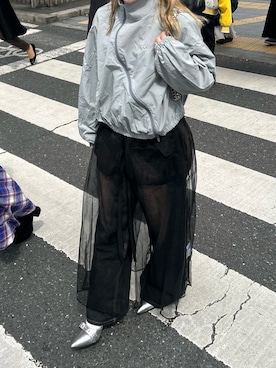 「シルバーシューズ」｜「アイテム（ブルゾン）」を使った、171miyuさん（レディース・153cm）の春コーディネート