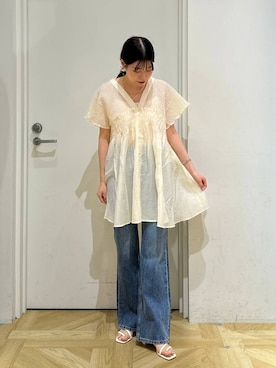 「アイテム（チョーカー）」を使った、まゆゆさん（レディース・159cm）の夏コーディネート